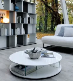 Mobilgam Tavolino Rotondo in OFFERTA OUTLET. Design moderno ed elegante.- Tavolini