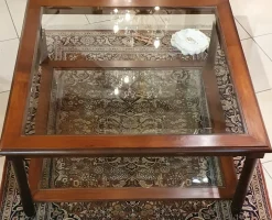 Tavolino modello Mogano e vetro molato di a prezzo scontato^Artigianale Clearance