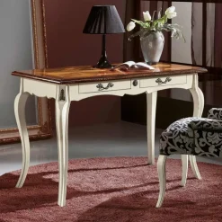 Tavolo Scrittoio mod.provenza laccato con piano con intarsio a stella in promo-sconto del 40% PREZZI OUTLET^Artigianale Sale