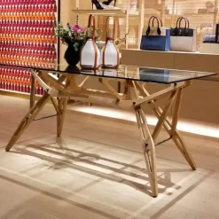 Zanotta Tavolo con piano in vetro rettangolare di a PREZZO OUTLET- Tavoli