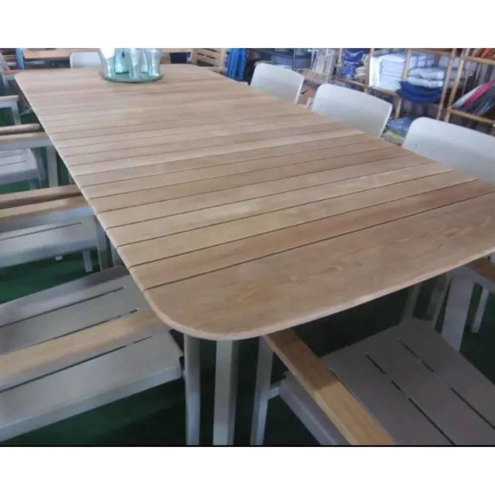 Tavolo fisso con piano in teak Shine a prezzo ribassato^Emu New