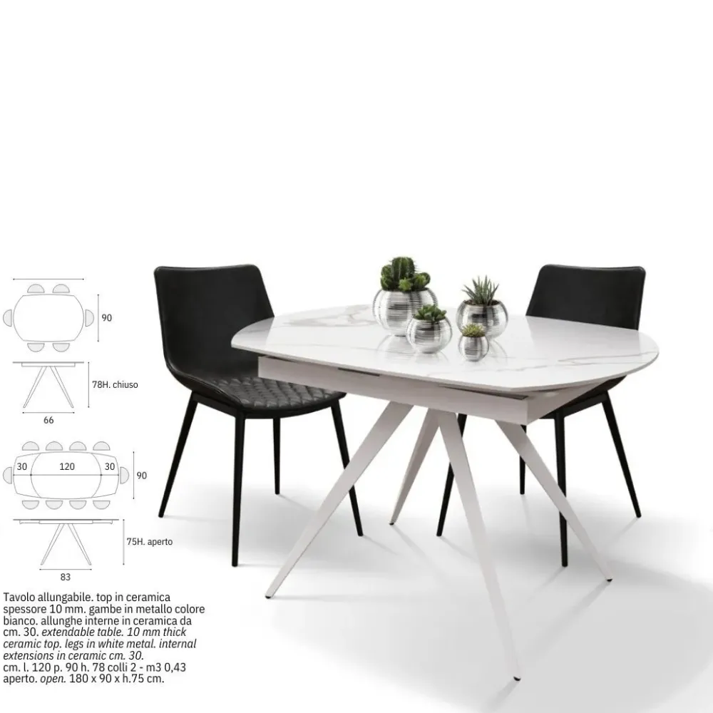 Tavolo in ceramica ellittico Tavolo ceramica allungabile in offerta outlet^Md work Discount