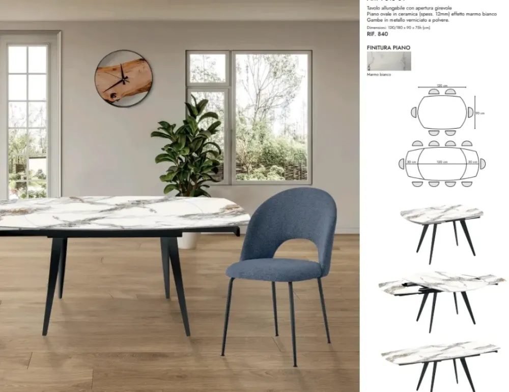 Domus Mobili Tavolo in ceramica ellittico Tavolo a prezzo scontato- Tavoli