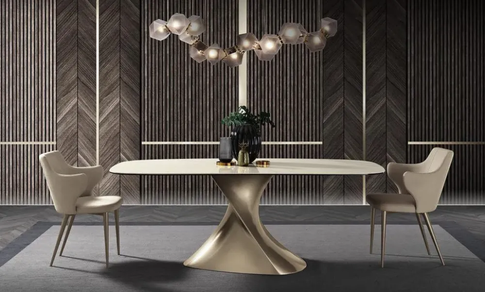 Md work Tavolo in ceramica sagomato Tavolo luxury vetroceramica calacatta o nero greco in offerta outlet- Tavoli