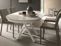 Artigianale Tavolo in laminato rotondo Round trasformabile in offerta outlet- Tavoli