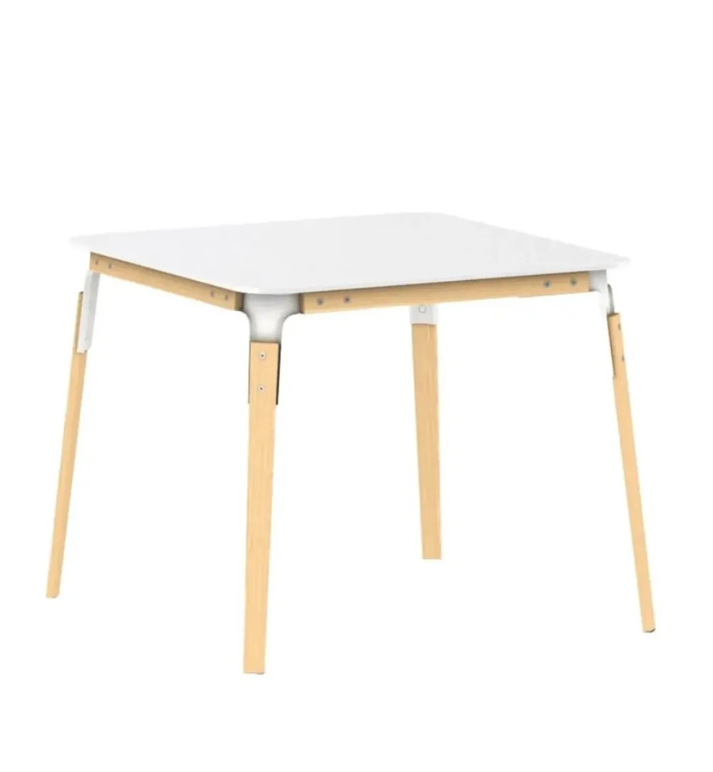 Sale Tavolo in legno e resina quadrato Tavolo steelwood in hpl bianco 145x145 a prezzo ribassato Tavoli