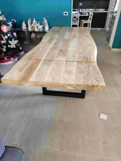 Outlet Etnico Tavolo in legno rettangolare Tavolo allungabile craft gambe u a prezzo scontato- Tavoli