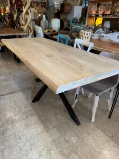 Outlet Etnico Tavolo in legno rettangolare Tavolo allungabile craft gambe u a prezzo scontato- Tavoli