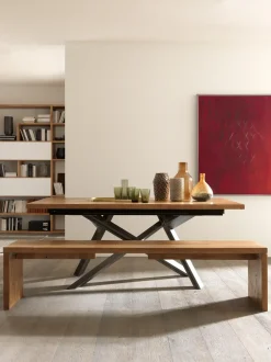 Tavolo in legno rettangolare Tavolo massiccio allungabile estensibile a prezzo scontato^Mobilia Web Outlet