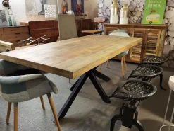 Tavolo in legno rettangolare Tavolo industrial design base ferro legno in offerta in offerta outlet^Outlet Etnico Hot