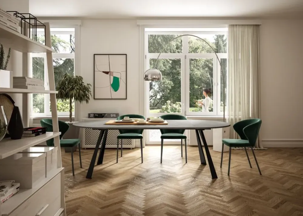 Ozzio Tavolo in legno rotondo Convivio in offerta outlet- Tavoli