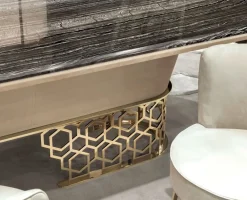 Tavolo in marmo sagomato Piano palissandro struttura nabuk pelle luxury maxi in offerta outlet^Md work New