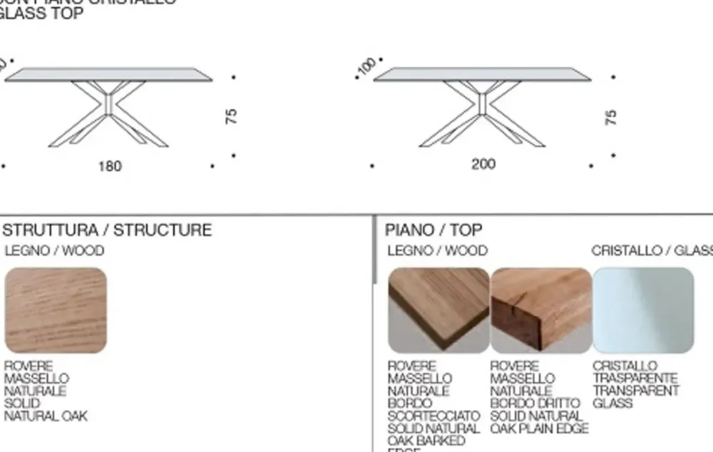 Pozzoli TAVOLO IN VETRO CON BASAMENTO CENTRALE A STELLA- Tavoli