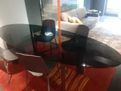 Tavolo in vetro ellittico Taul in offerta outlet^Misuraemme Online