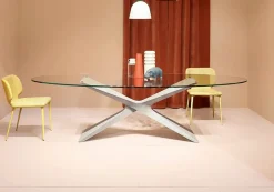 MIDJ Tavolo in vetro ellittico Nexus * in offerta outlet- Tavoli