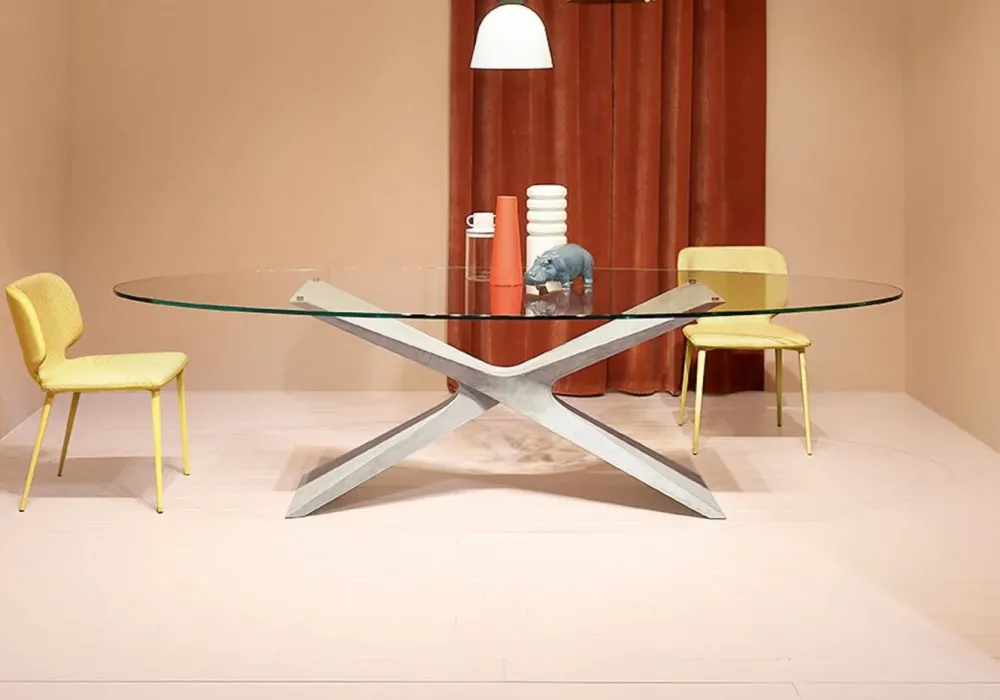 MIDJ Tavolo in vetro ellittico Nexus * in offerta outlet- Tavoli