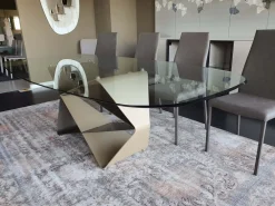 Outlet Tavolo in vetro ellittico Gem a prezzo ribassato Tavoli