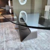 Ozzio Tavolo in vetro sagomato Gem in offerta outlet- Tavoli