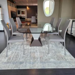 Ozzio Tavolo in vetro sagomato Gem in offerta outlet- Tavoli