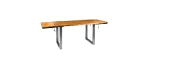 Tavolo industr. in legno e metallo, prolunghe estraibili. , prezzo ribassato.^Outlet Etnico
