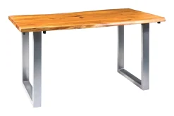 Tavolo industr. in legno e metallo, prolunghe estraibili. , prezzo ribassato.^Outlet Etnico