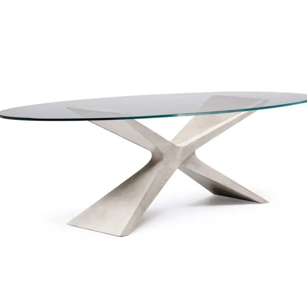 Tavolo ovale in vetro Ratatani di in Offerta Outlet^Artigianale Online