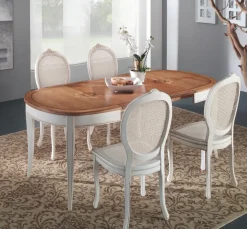 Sale Tavolo Ovalino intarsiato in legno Ovale allungabile Tavoli