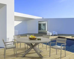 Tavolo per l'esterno Tavolo skipper tortora con 6 poltroncine shark tortora a prezzo scontato^Bizzotto Discount