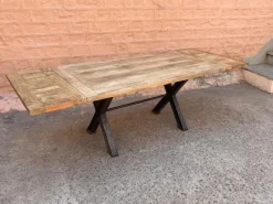 Tavolo rettangolare a cavalletto Tavolo industrial gambe  ferro/legno in offerta    scontato^Outlet Etnico Best