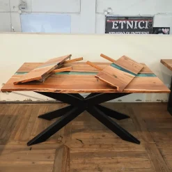 Tavolo rettangolare allungabile Tavolo teak e resina l allungabile  ^Nuovi Mondi Collection New