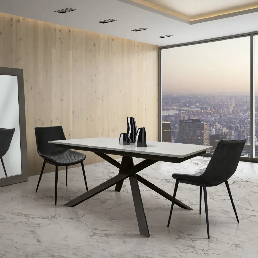 Tavolo rettangolare Allungabile finitura grigio cemento scontato del 40%^Collezione esclusiva Outlet