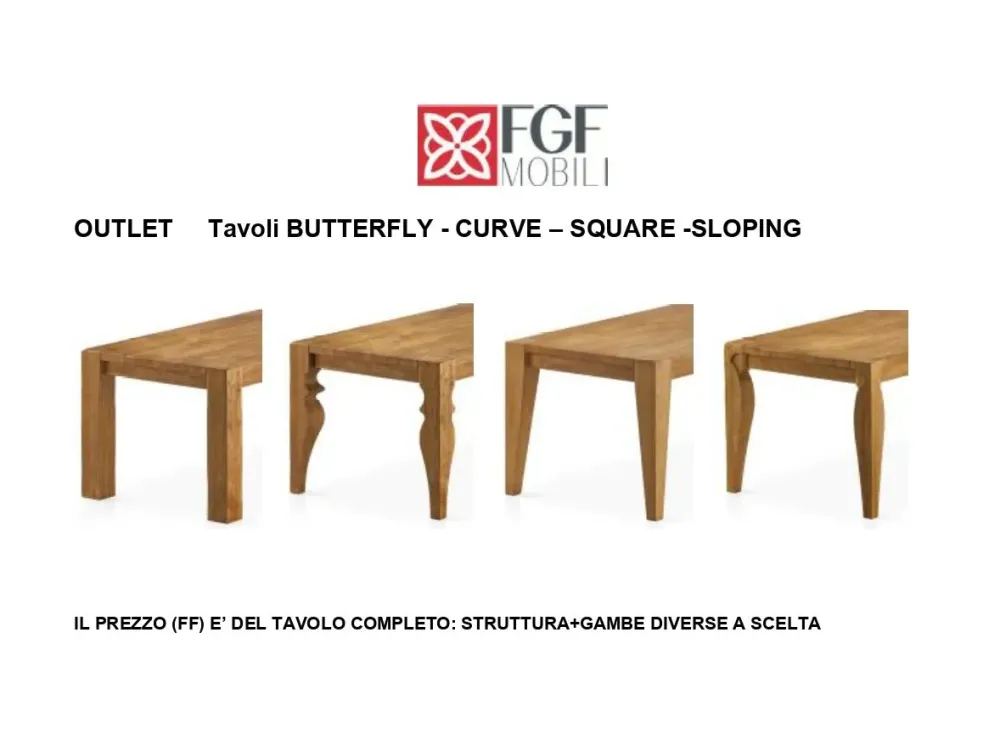 Tavolo rettangolare allungabile Butterfly Fgf a prezzo ribassato^FGF Mobili New