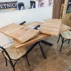 Tavolo rettangolare con basamento centrale Tavolo design indsutrial live edge in legno e matallo    scontato^Outlet Etnico Outlet