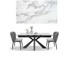 Md work Tavolo rettangolare in ceramica Tavolo allungabile ceramica bianco statuario  di in Offerta Outlet- Tavoli