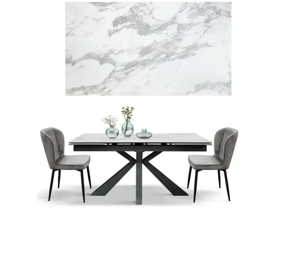 Md work Tavolo rettangolare in ceramica Tavolo allungabile ceramica bianco statuario di in Offerta Outlet- Tavoli