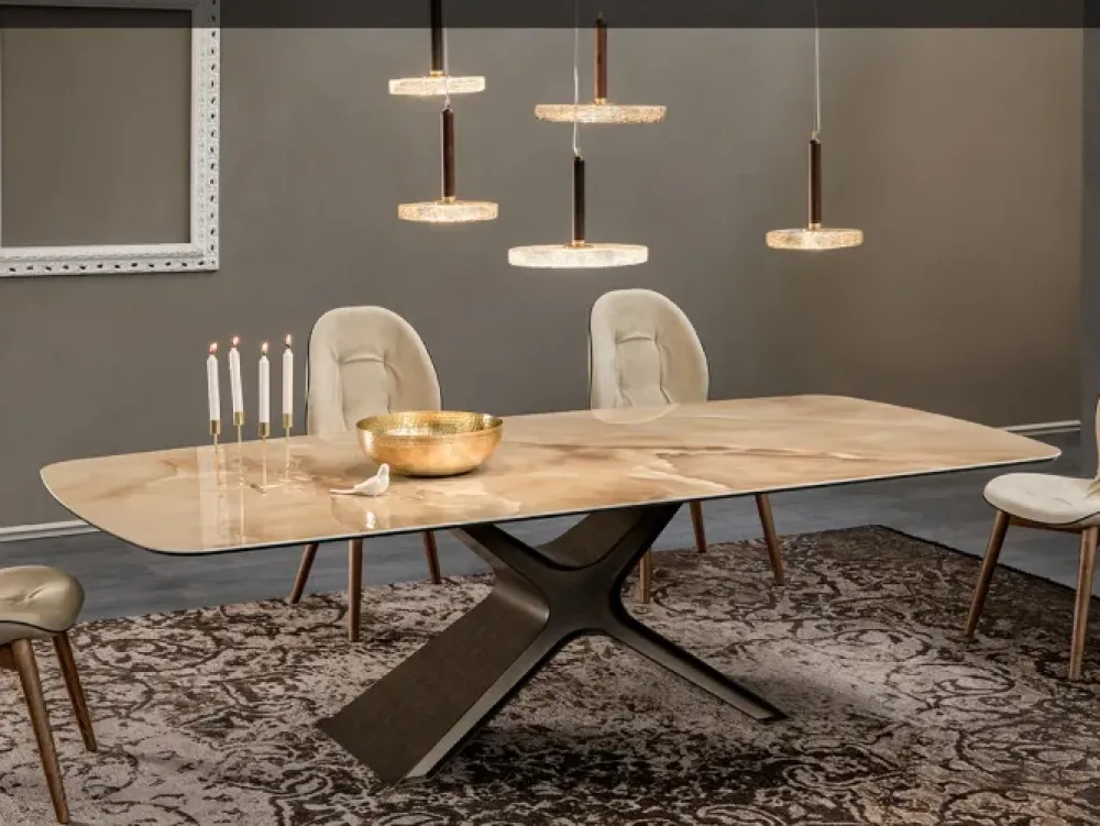 Tavolo sagomato in vetro Calliope xxl di in Offerta Outlet^Tonin Casa