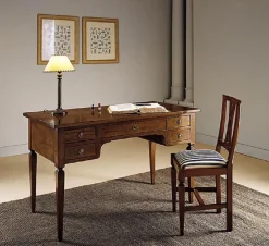 Tavolo Scrittoio con cinque cassetti finitura noce scontato del -30 %^Collezione esclusiva Online