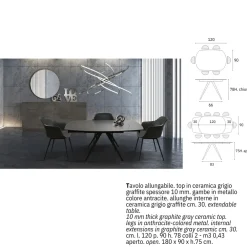 Md work Tavolo Tavolo in ceramica allungabile nero   a prezzo ribassato- Tavoli