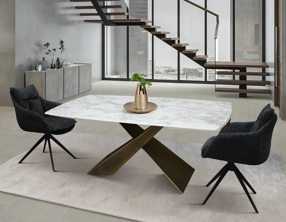 Clearance Tavolo Tavolo in ceramica bianco arabesco in OFFERTA OUTLET -42% Tavoli