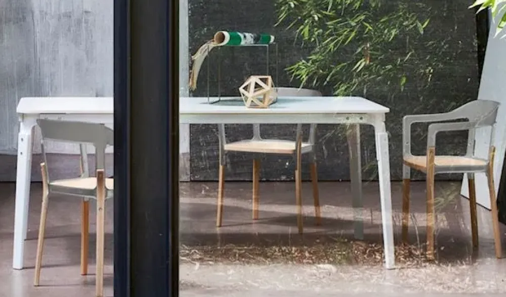 Discount Tavolo Tavolo steelwood 90x90 in hpl bianco in OFFERTA OUTLET -58% Tavoli