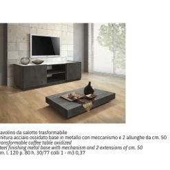 Tavolo Tavolo trasformabile struttura in metallo e piano finitura acciaio ossidato  di scontato del 45%^Md work Clearance