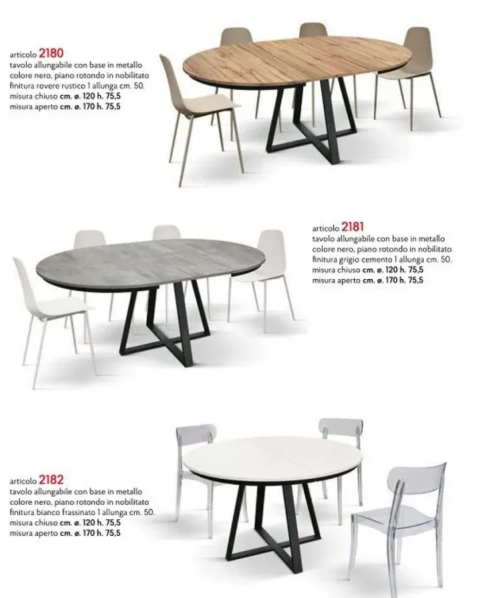 Tavolo Tempor 2180 in laminato Rotondo allungabile scontato 50%^Collezione esclusiva Online