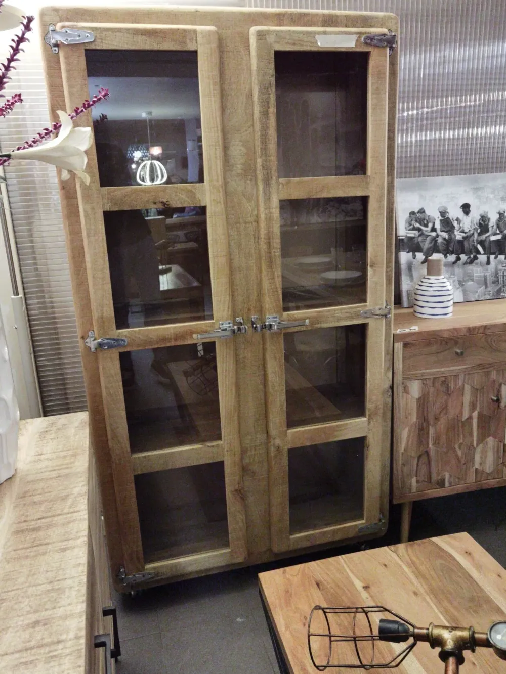 Sale Vetrinetta modello mobile vetrina 2 ante vintage ghiacciaia in stile moderno di a PREZZI OUTLET Vetrinette