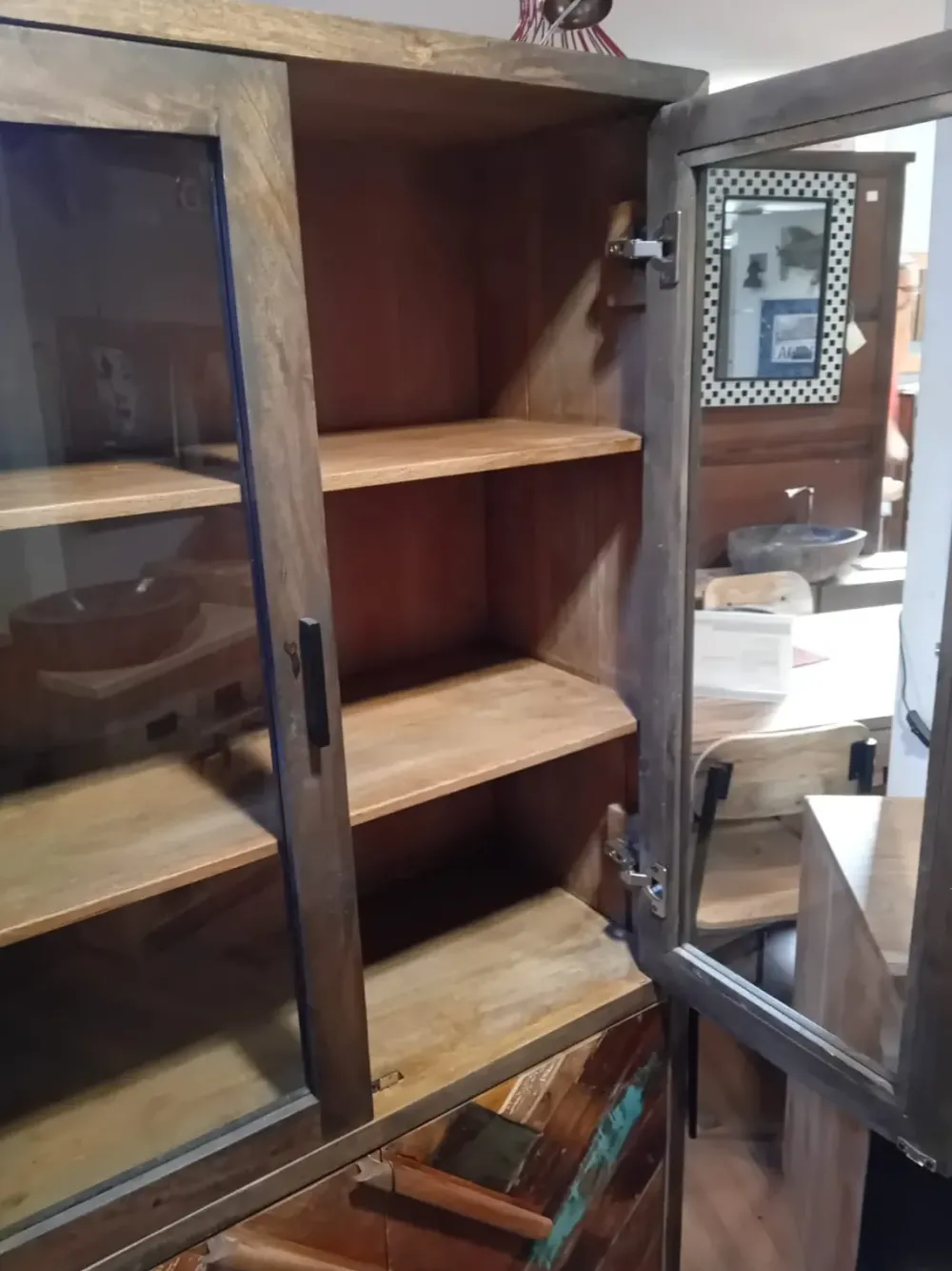 Vetrinetta vetrina rennes stile vintage in legno a prezzo Outlet^Outlet Etnico Sale