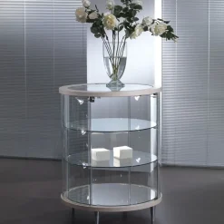 Artigianale Vetrinetta Vetrina rotonda mod. olga in cristallo curvato in promo-sconto del 45% in stile design in offerta- Vetrinette